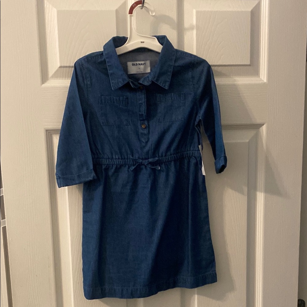 Old Navy Blue Buttoned Tie Front Dress
